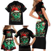 Christmas Skull Family Matching Short Sleeve Bodycon Dress and Hawaiian Shirt Ho Ho Holy Shit I'm Drink - Wonder Print Shop
