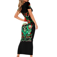 Christmas Skull Family Matching Short Sleeve Bodycon Dress and Hawaiian Shirt Ho Ho Holy Shit I'm Drink - Wonder Print Shop