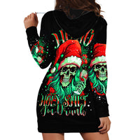 Christmas Skull Hoodie Dress Ho Ho Holy Shit I'm Drink - Wonder Print Shop