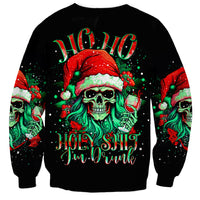Christmas Skull Sweatshirt Ho Ho Holy Shit I'm Drink - Wonder Print Shop