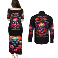 Rose Skull Couples Matching Puletasi Dress and Long Sleeve Button Shirt I Hold A Beast A Angel And A Crazy Lady In Me - Wonder Print Shop