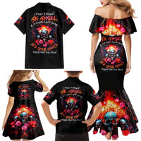 Rose Skull Family Matching Mermaid Dress and Hawaiian Shirt I Hold A Beast A Angel And A Crazy Lady In Me - Wonder Print Shop