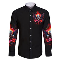 Rose Skull Family Matching Off Shoulder Long Sleeve Dress and Hawaiian Shirt I Hold A Beast A Angel And A Crazy Lady In Me - Wonder Print Shop