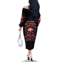 Rose Skull Family Matching Off Shoulder Long Sleeve Dress and Hawaiian Shirt I Hold A Beast A Angel And A Crazy Lady In Me - Wonder Print Shop