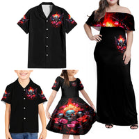 Rose Skull Family Matching Off Shoulder Maxi Dress and Hawaiian Shirt I Hold A Beast A Angel And A Crazy Lady In Me - Wonder Print Shop