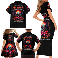 Rose Skull Family Matching Short Sleeve Bodycon Dress and Hawaiian Shirt I Hold A Beast A Angel And A Crazy Lady In Me - Wonder Print Shop