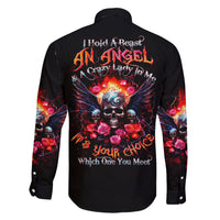 Rose Skull Family Matching Short Sleeve Bodycon Dress and Hawaiian Shirt I Hold A Beast A Angel And A Crazy Lady In Me - Wonder Print Shop