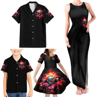 Rose Skull Family Matching Tank Maxi Dress and Hawaiian Shirt I Hold A Beast A Angel And A Crazy Lady In Me - Wonder Print Shop