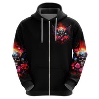 Rose Skull Hoodie I Hold A Beast A Angel And A Crazy Lady In Me - Wonder Print Shop