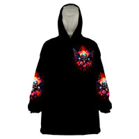 Rose Skull Wearable Blanket Hoodie I Hold A Beast A Angel And A Crazy Lady In Me - Wonder Print Shop