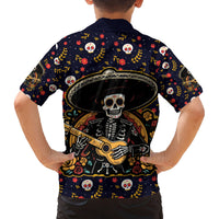 Day of Dead Skull Family Matching Off Shoulder Long Sleeve Dress and Hawaiian Shirt Sugar Skull Musican - Wonder Print Shop