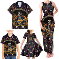Day of Dead Skull Family Matching Tank Maxi Dress and Hawaiian Shirt Sugar Skull Musican - Wonder Print Shop