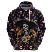 Day of Dead Skull Hoodie Sugar Skull Musican - Wonder Print Shop