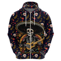 Day of Dead Skull Hoodie Sugar Skull Musican - Wonder Print Shop