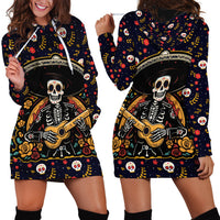 Day of Dead Skull Hoodie Dress Sugar Skull Musican - Wonder Print Shop