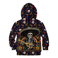 Day of Dead Skull Kid Hoodie Sugar Skull Musican - Wonder Print Shop
