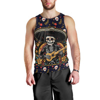 Day of Dead Skull Men Tank Top Sugar Skull Musican - Wonder Print Shop