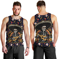 Day of Dead Skull Men Tank Top Sugar Skull Musican - Wonder Print Shop