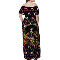 Day of Dead Skull Off Shoulder Maxi Dress Sugar Skull Musican - Wonder Print Shop
