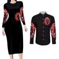 Thunder Skull Couples Matching Long Sleeve Bodycon Dress and Long Sleeve Button Shirt Never Mistake My Silence For Weakness - Wonder Print Shop