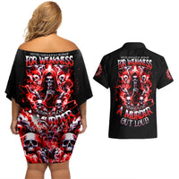 Thunder Skull Couples Matching Off Shoulder Short Dress and Hawaiian Shirt Never Mistake My Silence For Weakness - Wonder Print Shop