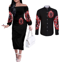 thunder-skull-couples-matching-off-the-shoulder-long-sleeve-dress-and-long-sleeve-button-shirt-never-mistake-my-silence-for-weakness