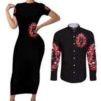 Thunder Skull Couples Matching Short Sleeve Bodycon Dress and Long Sleeve Button Shirt Never Mistake My Silence For Weakness - Wonder Print Shop