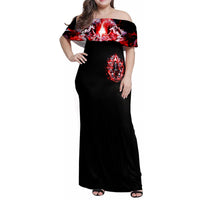 Thunder Skull Family Matching Off Shoulder Maxi Dress and Hawaiian Shirt Never Mistake My Silence For Weakness - Wonder Print Shop