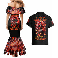 Flame Skull Couples Matching Mermaid Dress and Hawaiian Shirt Of Course I'm Going To Hell Just Pick You Up - Wonder Print Shop