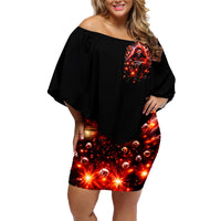 Flame Skull Family Matching Off Shoulder Short Dress and Hawaiian Shirt Of Course I'm Going To Hell Just Pick You Up - Wonder Print Shop