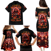 Flame Skull Family Matching Puletasi Dress and Hawaiian Shirt Of Course I'm Going To Hell Just Pick You Up - Wonder Print Shop