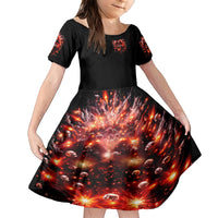 Flame Skull Family Matching Short Sleeve Bodycon Dress and Hawaiian Shirt Of Course I'm Going To Hell Just Pick You Up - Wonder Print Shop