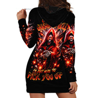 Flame Skull Hoodie Dress Of Course I'm Going To Hell Just Pick You Up - Wonder Print Shop