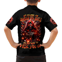 Flame Skull Kid Hawaiian Shirt Of Course I'm Going To Hell Just Pick You Up - Wonder Print Shop