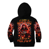 Flame Skull Kid Hoodie Of Course I'm Going To Hell Just Pick You Up - Wonder Print Shop