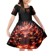 Flame Skull Kid Short Sleeve Dress Of Course I'm Going To Hell Just Pick You Up - Wonder Print Shop