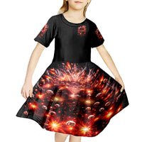 Flame Skull Kid Short Sleeve Dress Of Course I'm Going To Hell Just Pick You Up - Wonder Print Shop