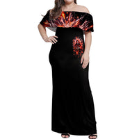 Flame Skull Off Shoulder Maxi Dress Of Course I'm Going To Hell Just Pick You Up - Wonder Print Shop