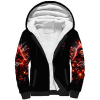 Flame Skull Sherpa Hoodie Of Course I'm Going To Hell Just Pick You Up - Wonder Print Shop