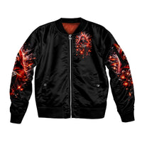 Flame Skull Sleeve Zip Bomber Jacket Of Course I'm Going To Hell Just Pick You Up - Wonder Print Shop