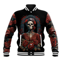 Day of Dead Lady Baseball Jacket Sugar Skull Rose Lady - Wonder Print Shop
