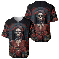 Day of Dead Lady Baseball Jersey Sugar Skull Rose Lady - Wonder Print Shop