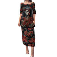 Day of Dead Lady Family Matching Puletasi Dress and Hawaiian Shirt Sugar Skull Rose Lady - Wonder Print Shop