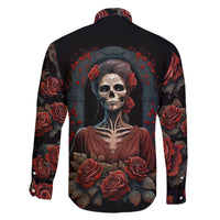Day of Dead Lady Family Matching Short Sleeve Bodycon Dress and Hawaiian Shirt Sugar Skull Rose Lady - Wonder Print Shop