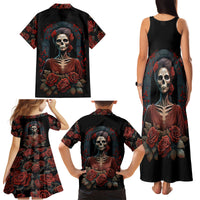 Day of Dead Lady Family Matching Tank Maxi Dress and Hawaiian Shirt Sugar Skull Rose Lady - Wonder Print Shop