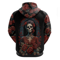 Day of Dead Lady Hoodie Sugar Skull Rose Lady - Wonder Print Shop