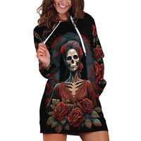 Day of Dead Lady Hoodie Dress Sugar Skull Rose Lady - Wonder Print Shop