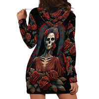 Day of Dead Lady Hoodie Dress Sugar Skull Rose Lady - Wonder Print Shop