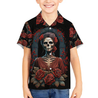 Day of Dead Lady Kid Hawaiian Shirt Sugar Skull Rose Lady - Wonder Print Shop