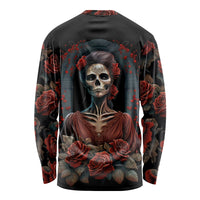 Day of Dead Lady Long Sleeve Shirt Sugar Skull Rose Lady - Wonder Print Shop